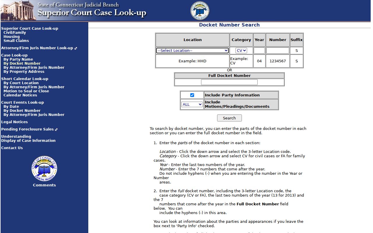 Manchester court dockets civil and family docket number search