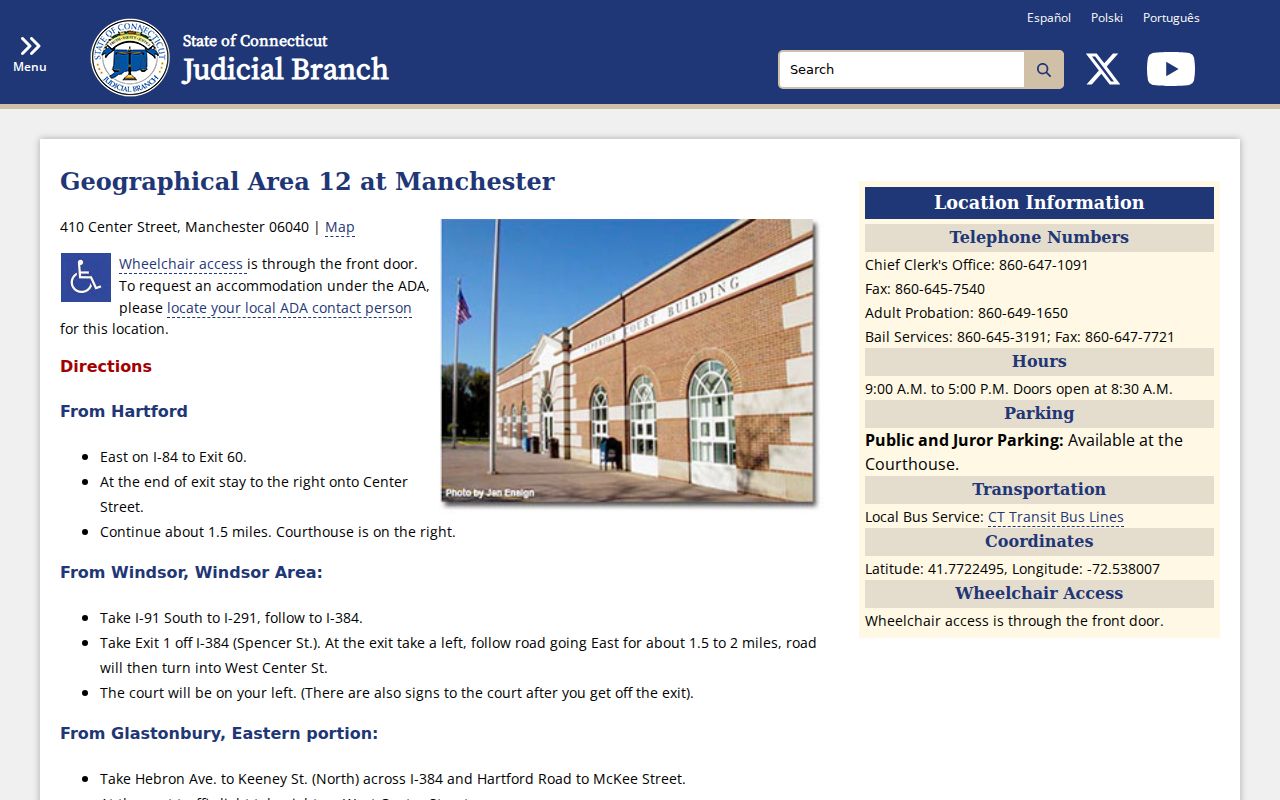 Manchester County court records GA 12 courthouse directions