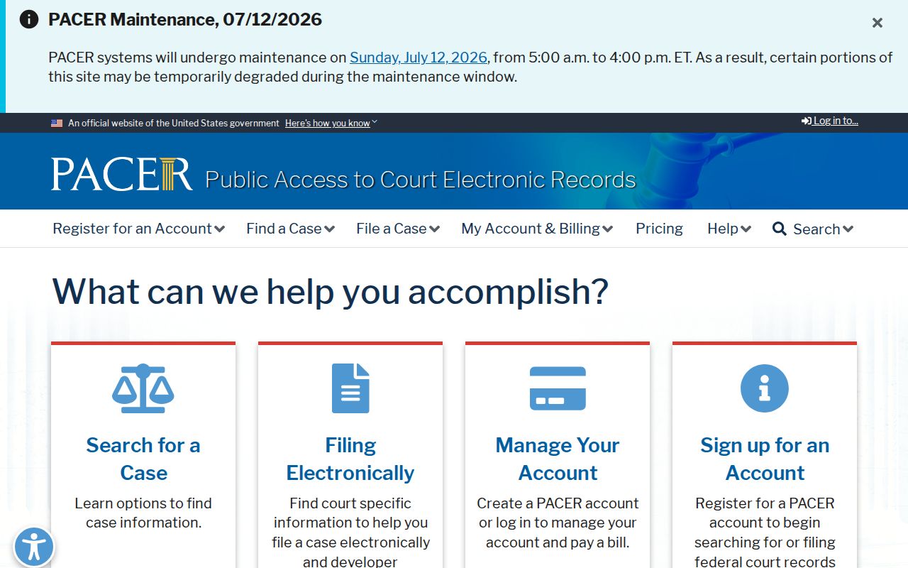 Manchester County court records PACER case locator