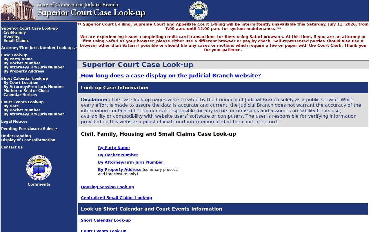 Manchester County court records Superior Court lookup