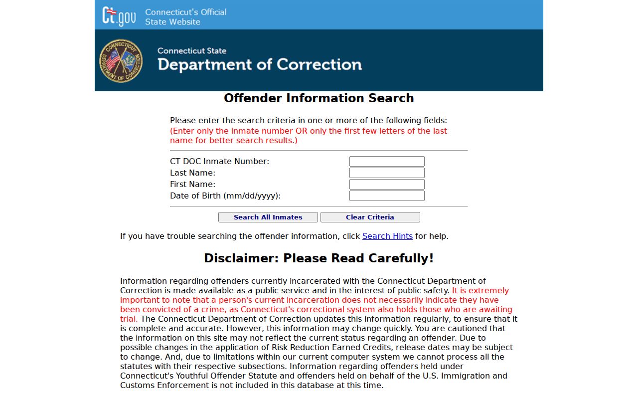 Manchester County inmate records Connecticut inmate search